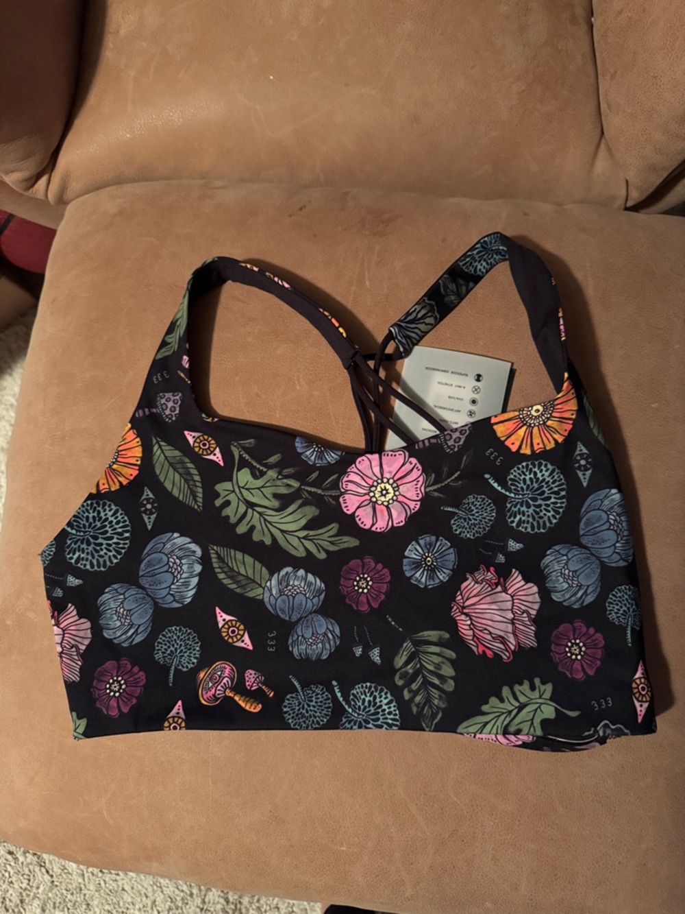 Spiritual Gangster moonlight magic Venus Black Floral Strappy Sports Bralette - Picture 3 of 5